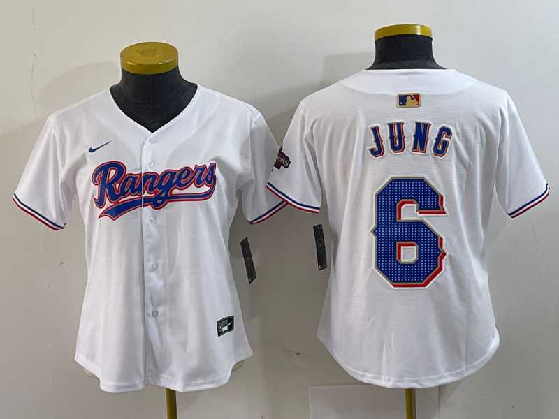 Womens Texas Rangers #6 Josh Jung White 2024 Gold Collection Limited Cool Base Jersey